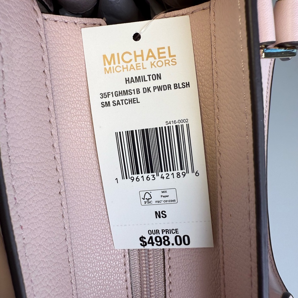 MICHAEL KORS Hamilton Small Satchel Dark Powder Blush NWT - Picture 9 of 10